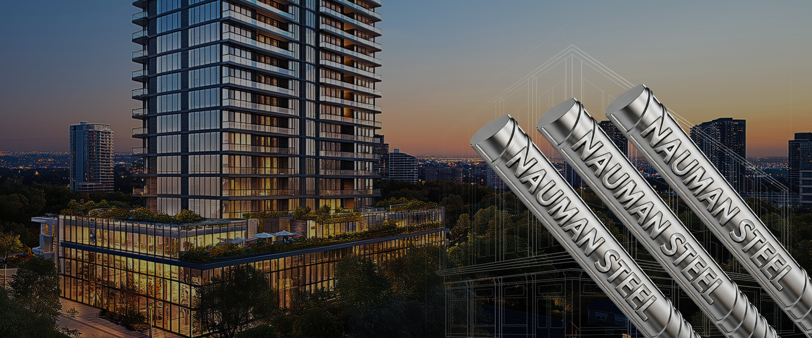Nauman Steel construction skyline and reinforcement bars